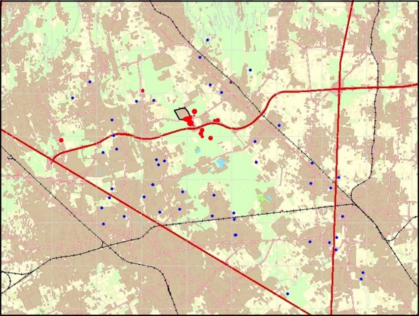 grafico mostra come gli inquinanti migrano verso S-E seguendo la direzione di falda.